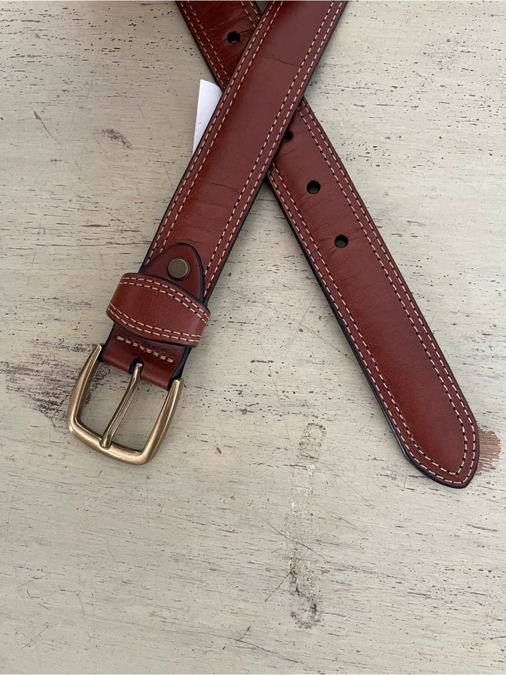 J. CREW Contrast-stitch belt in leather in Burnt Caramel Size 34 NWT $85 CQ919 - Picture 5 of 6